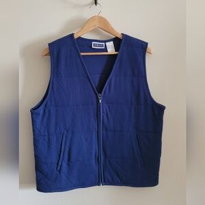 Vintage Erika & Co Knit Full Zip Vest, Women's L, Blue with Bronze Zipper
